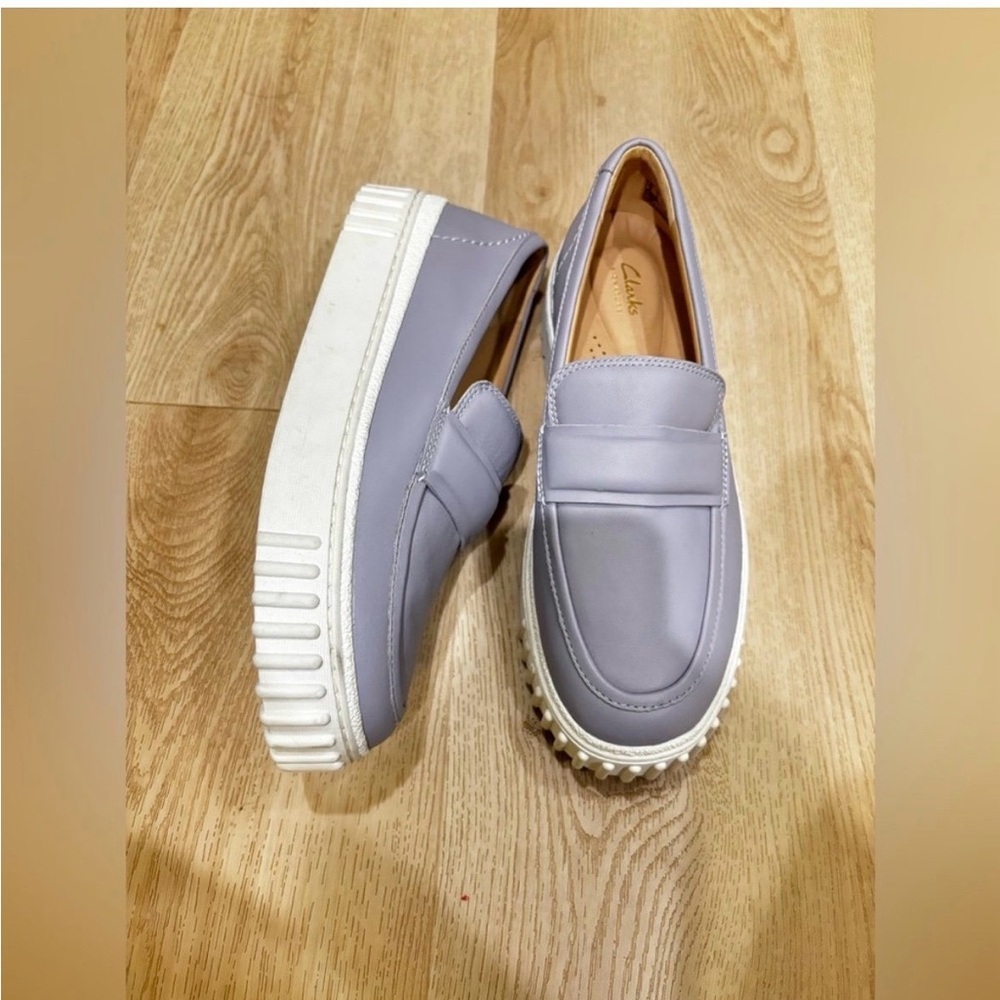 Clarks Lavender Platform Loafers